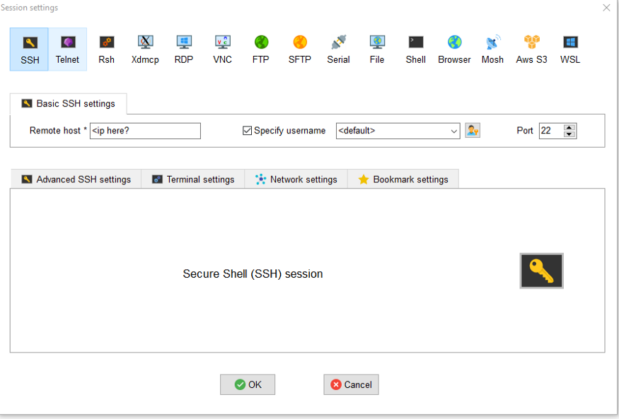 Create a new SSH session
